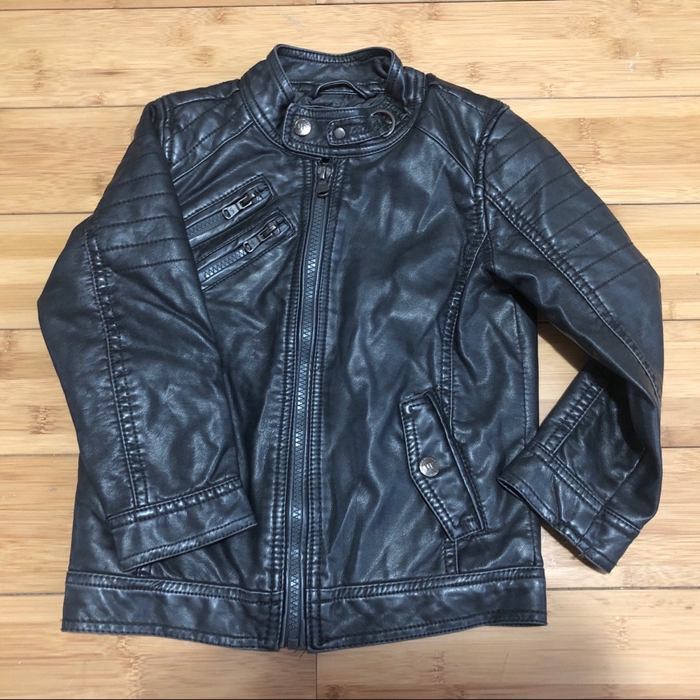 Boy’s dark gray faux leather jacket